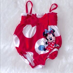 Disney Store Red Minnie Mouse Polka Dot Swimsuit Size 12-18 Months